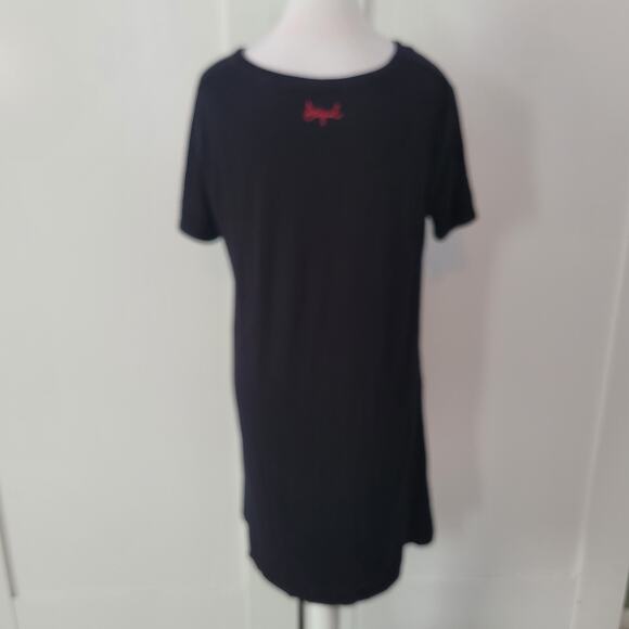 Desigual Size XL Black Mandala Print Short Sleeve Jersey Knit Boho Mini Dress - Picture 4 of 9